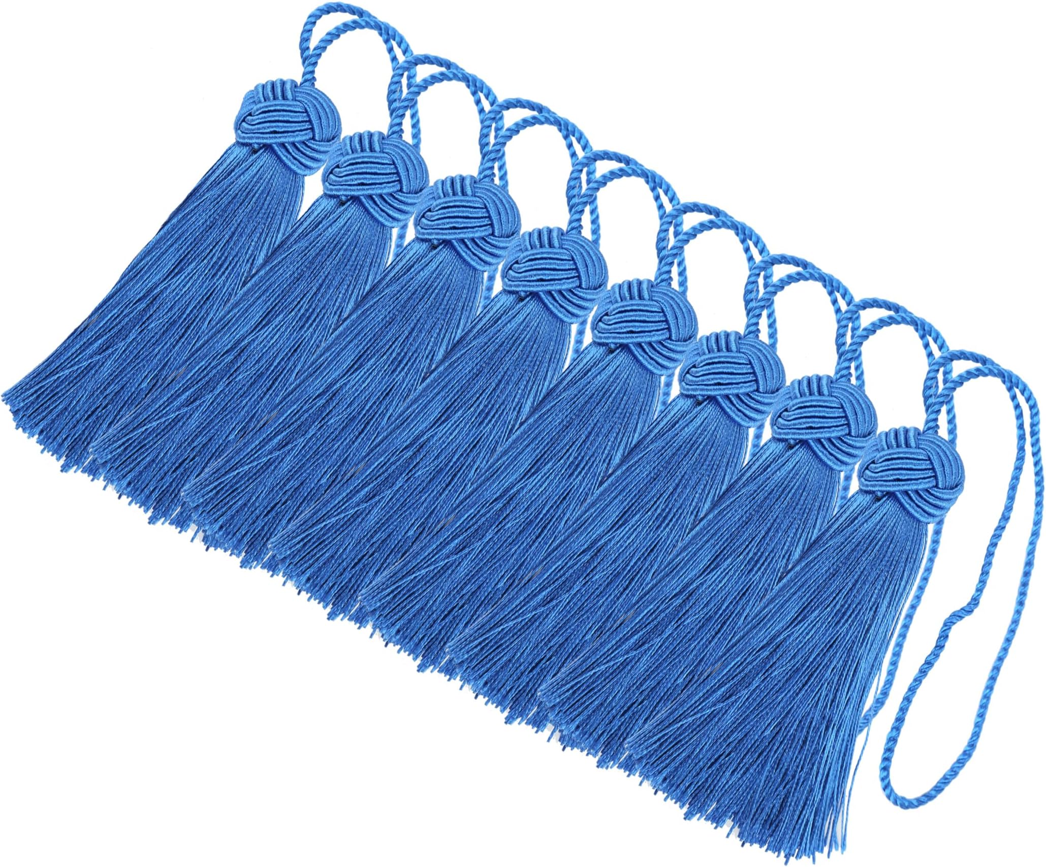 8 Pcs Set Elegant Polyester Key Tassel Colorful Craft Tassels Charms Key Tassel for Christmas Tree DIY Craft Garland Project Wedding Home Party Decorations (Royal Blue)