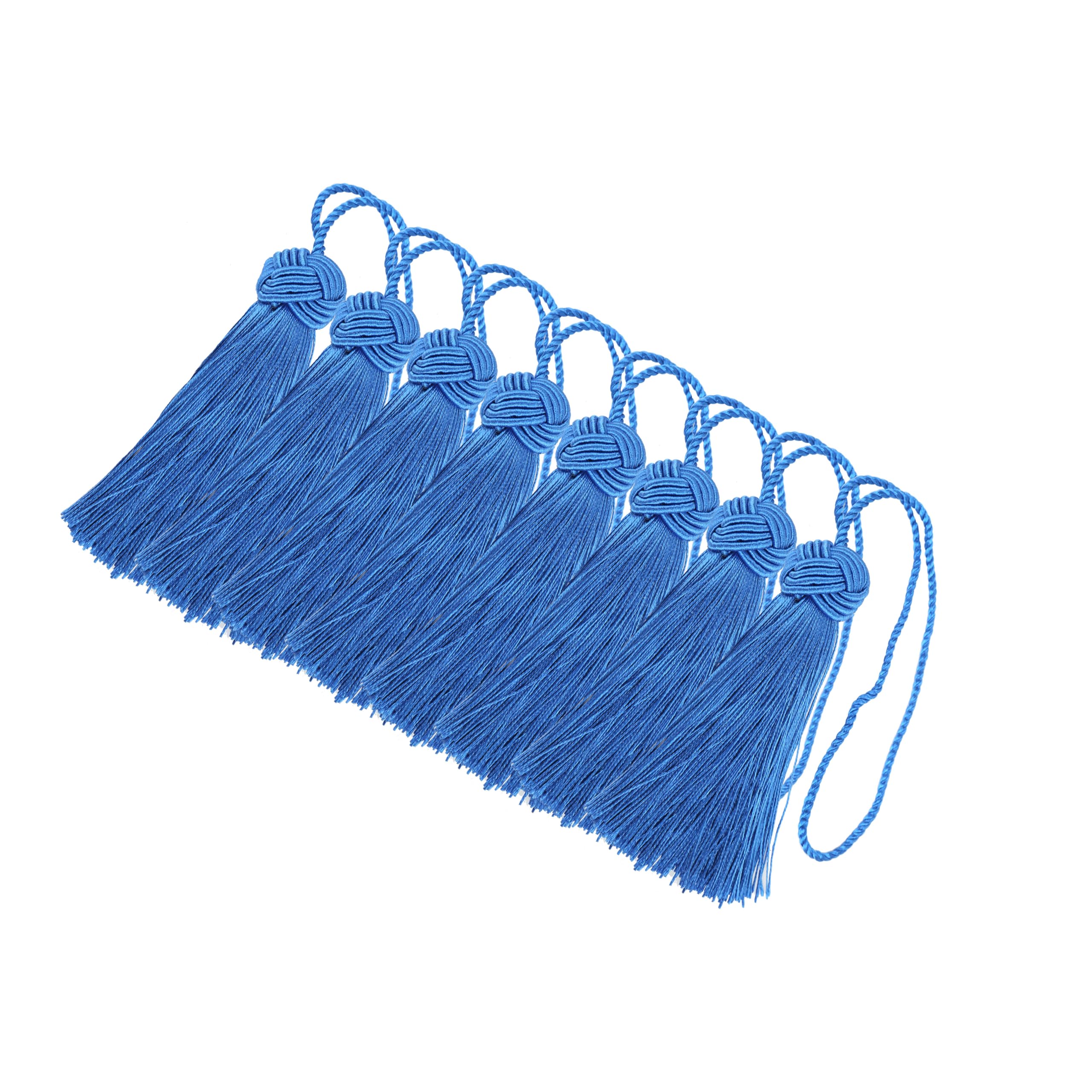 BEL AVENIR 8 Pcs Set Elegant Polyester Key Tassel Colorful Craft Tassels Charms Key Tassel for Christmas Tree DIY Craft Garland Project Wedding Home Party Decorations (Royal Blue)