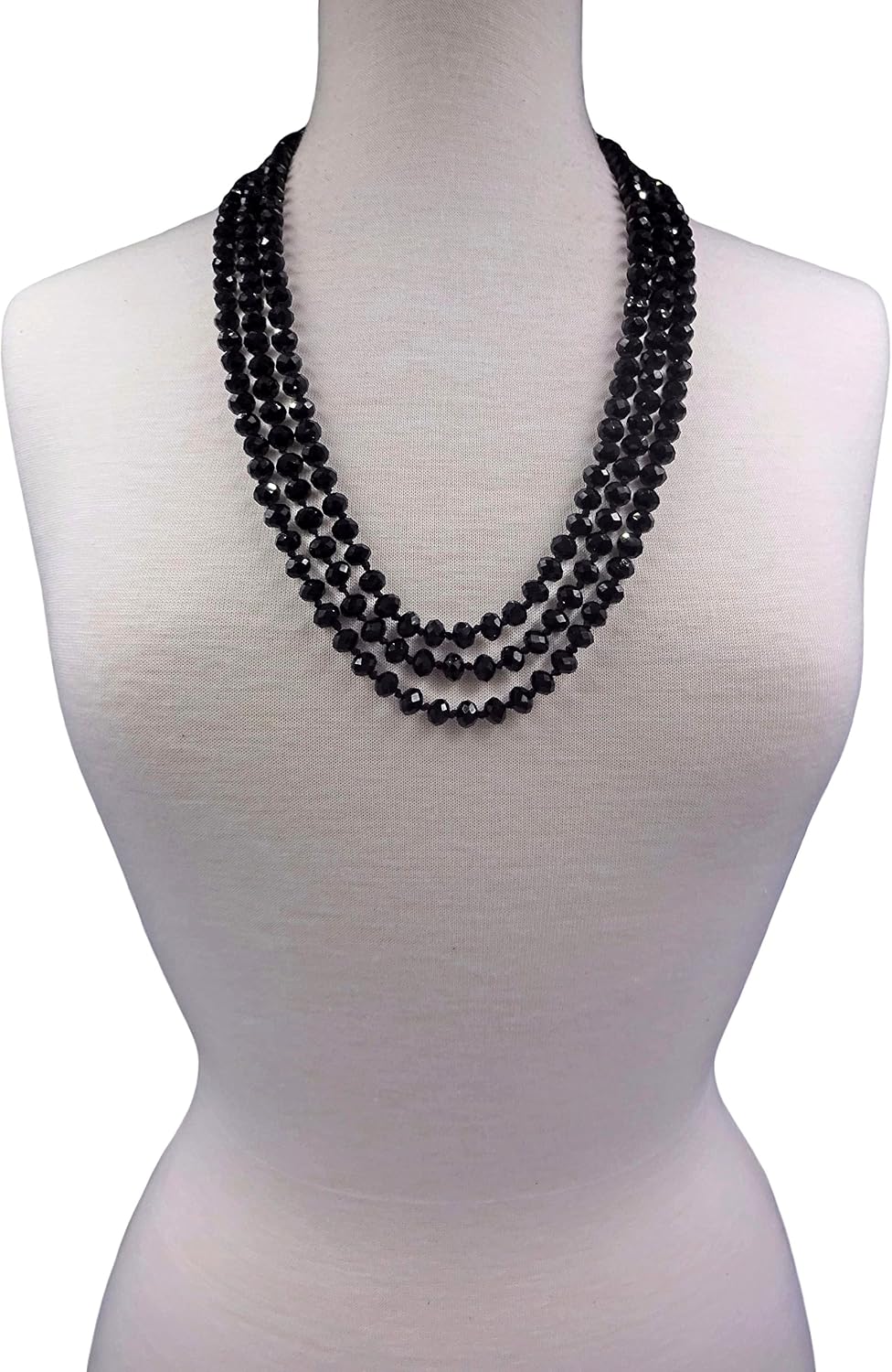 MGR MY GEMS ROCK! 80-inch 6x8MM Endless Infinity Beaded Long OR 4-Layer Multi Strand Statement Crystal Necklace.