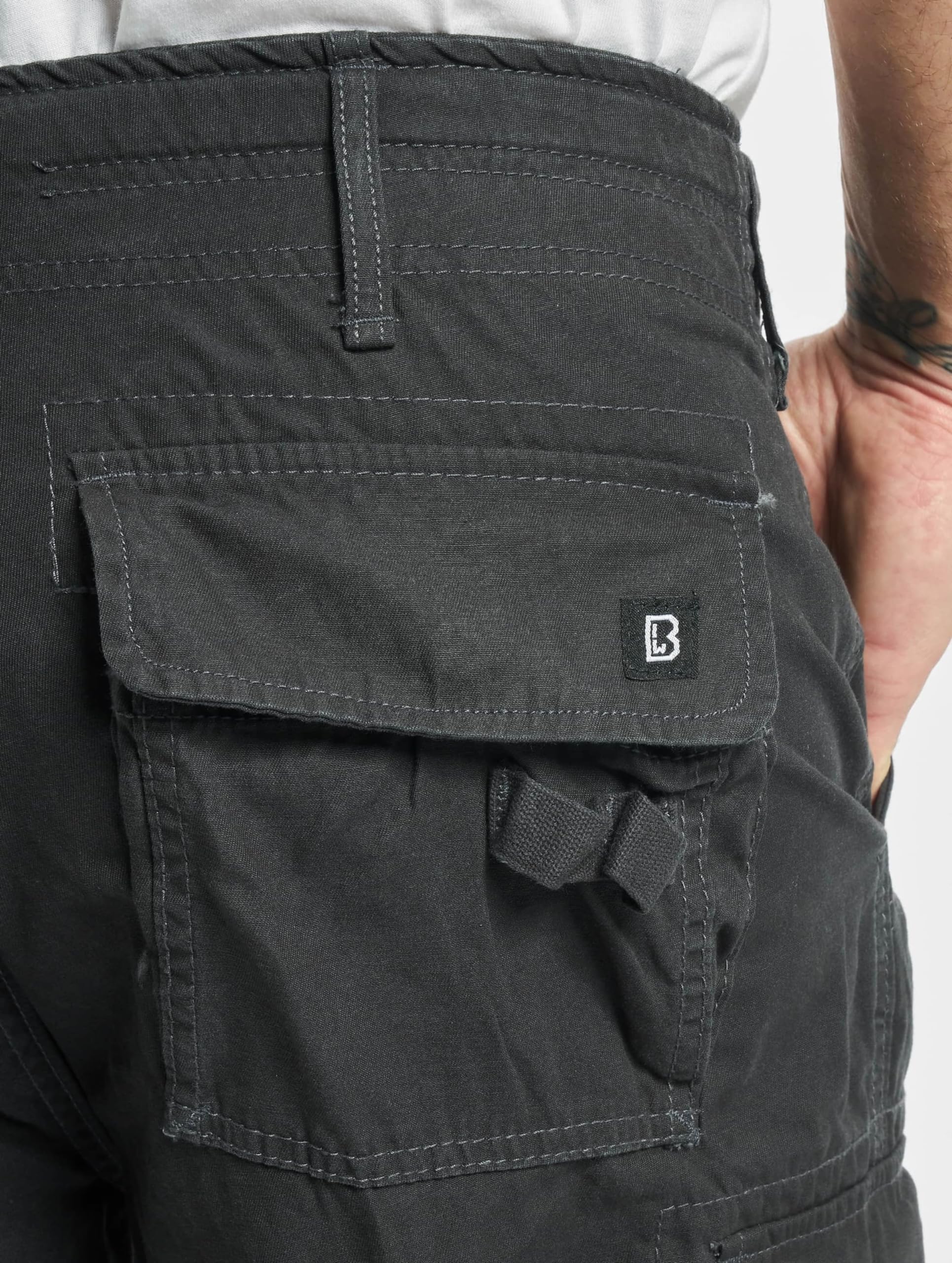 Brandit Pantalones Pure Vintage Hombre Pantalones Cargo Antracita 100% algodón Ancho