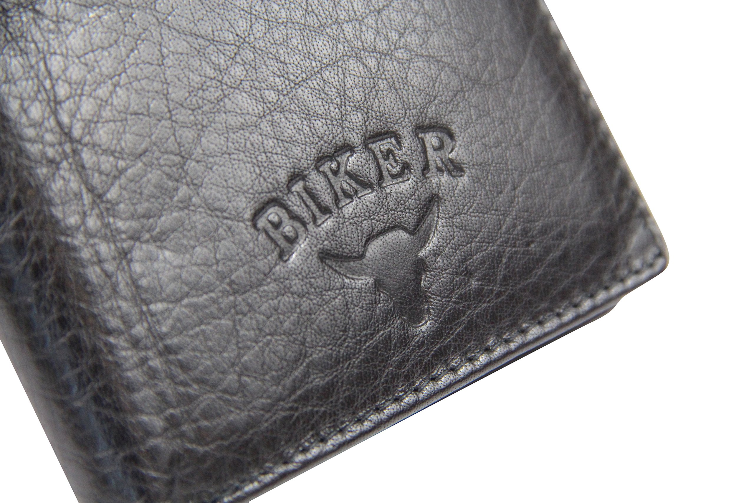 LEAS Biker Portafoglio Motociclista Portafoglio con catena BIKER, Vera Pelle, nero