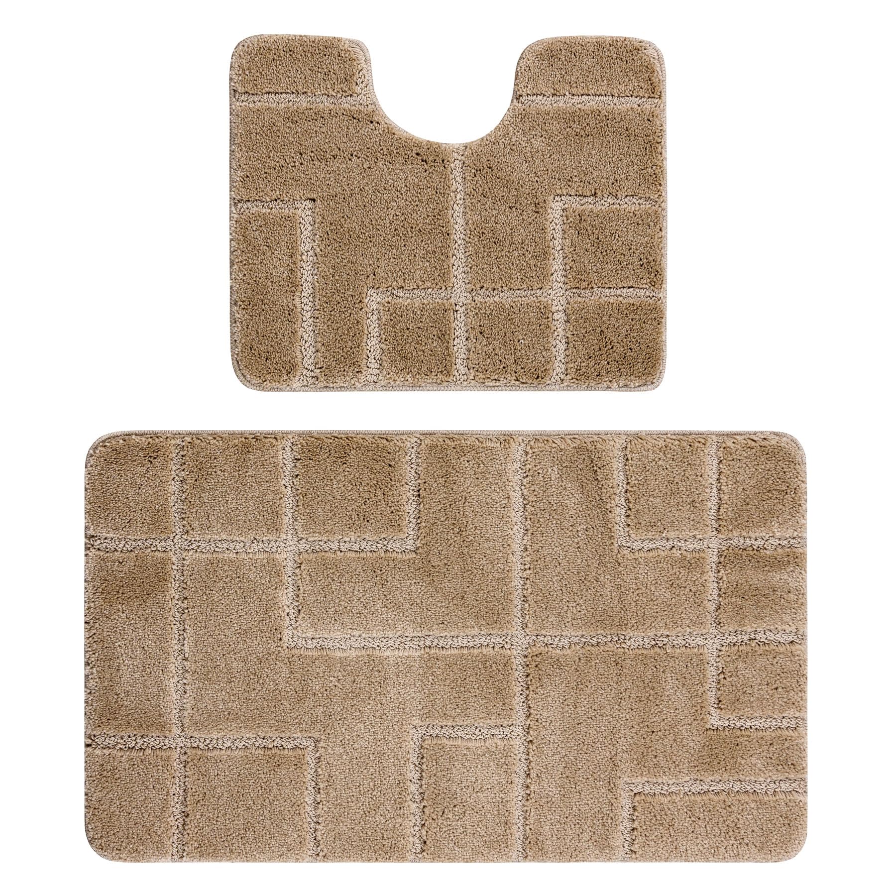 Tapis de bain antidérapant lot de 2 lavable beige lines 60x100