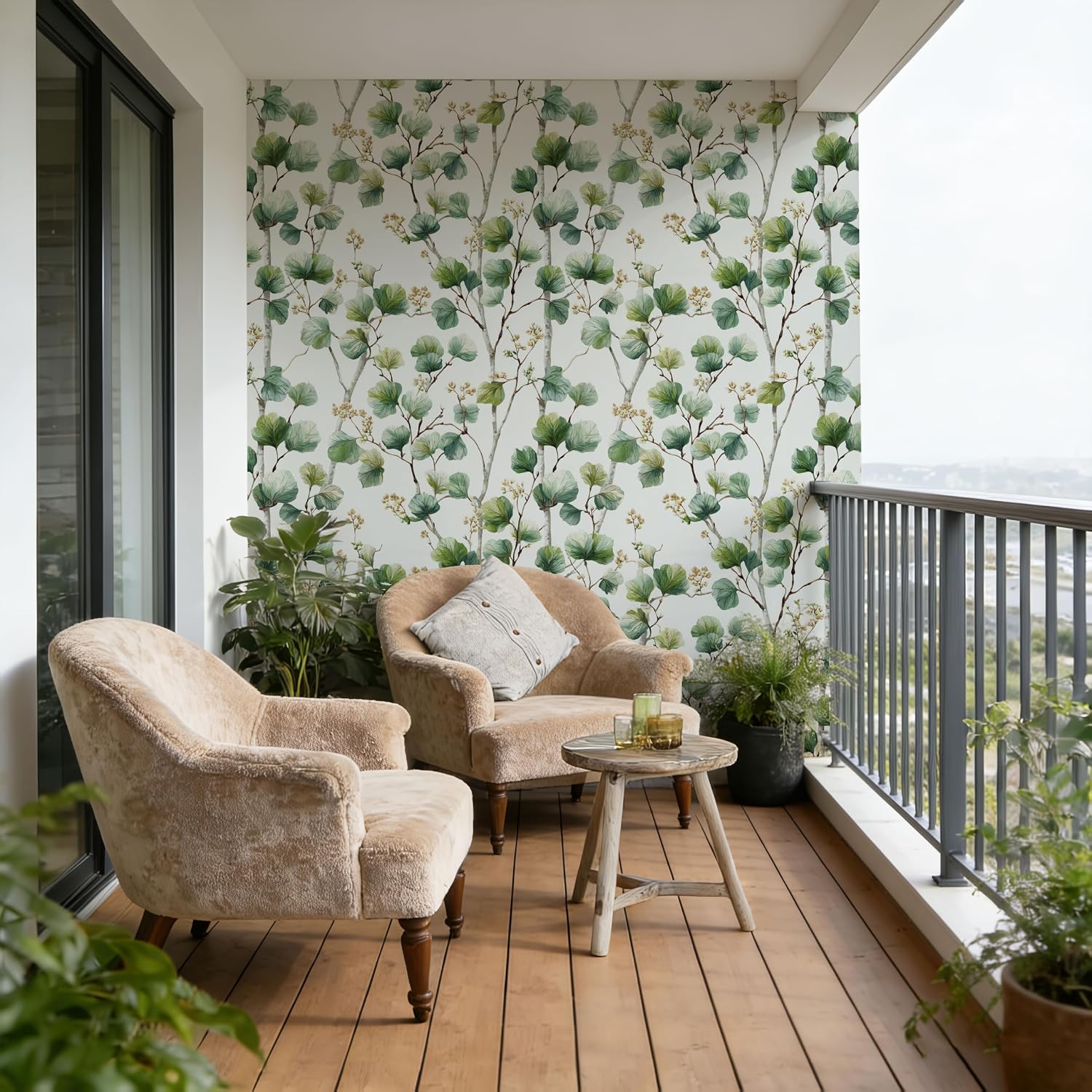 Watercolor Botanical Branch Peel and Stick Wallpaper, (Mint Green and Cream) Delicate Leaf & Twig Pattern Wallpaper for Home Decor | 17.7" x 118", Self-Adhesive, Waterproof Vinyl