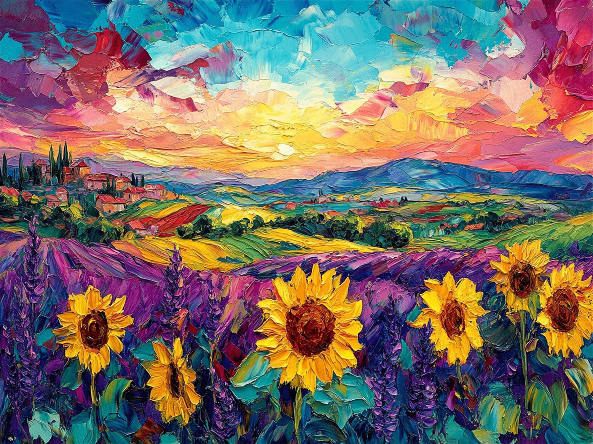 Malen Nach Zahlen Landschaft Malen Nach Zahlen Erwachsene Kinder Blume Paint by Numbers DIY Handgemalt öLgemäLde Mit 3 Pinsel Acrylfarbe für Deko Home Geburtstag Geschenk für Frauen 80x100cm A-1365