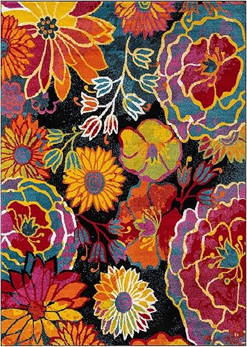 Miniatura 2 de Unique Loom Lyon Collection - Kennedy - Alfombra rectangular de 7 pies 10 pulgadas x 11 pies, color negro y verde