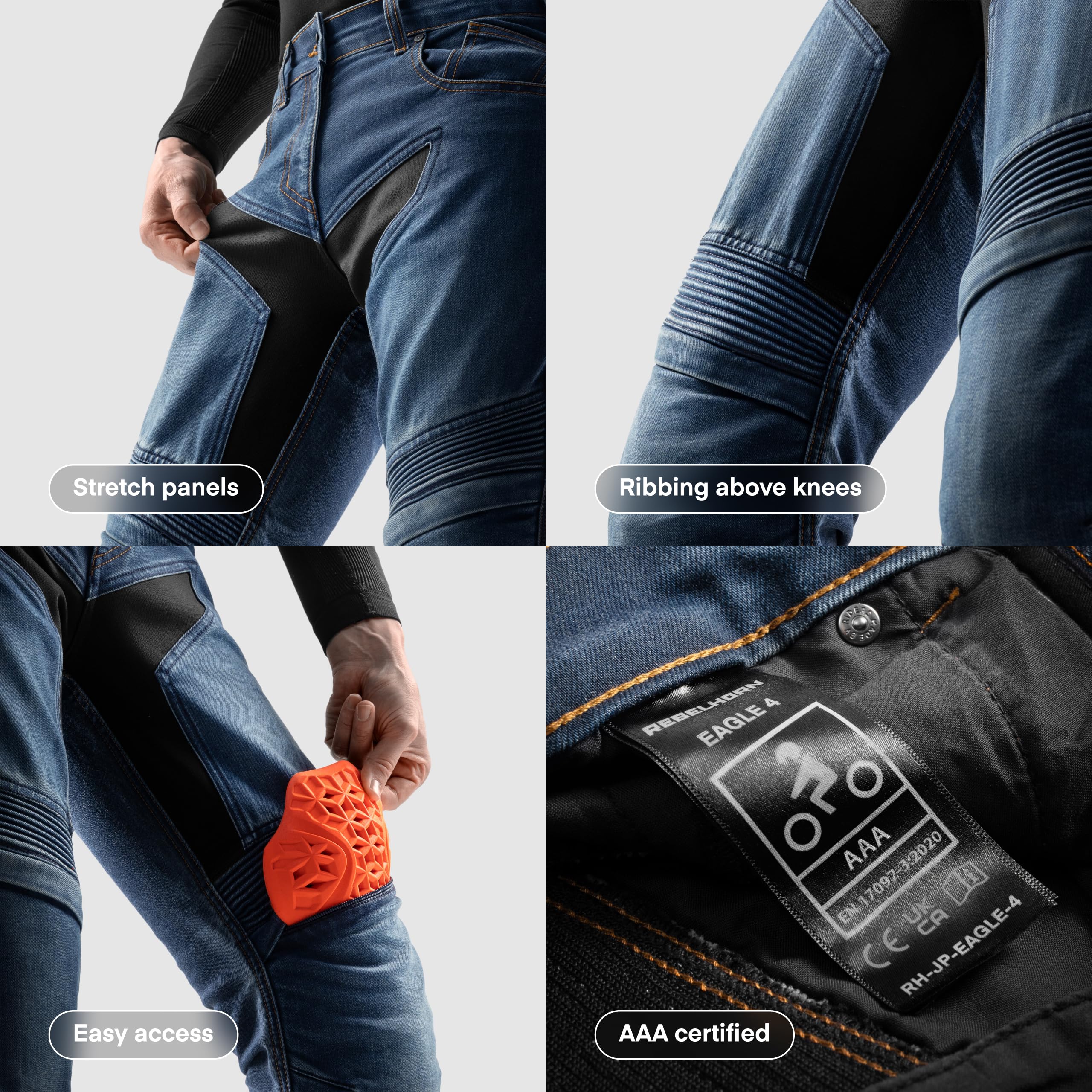 Rebelhorn Eagle 4 Slim Fit Motocyklowe jeansy, niebieski wyblakły, 34/34