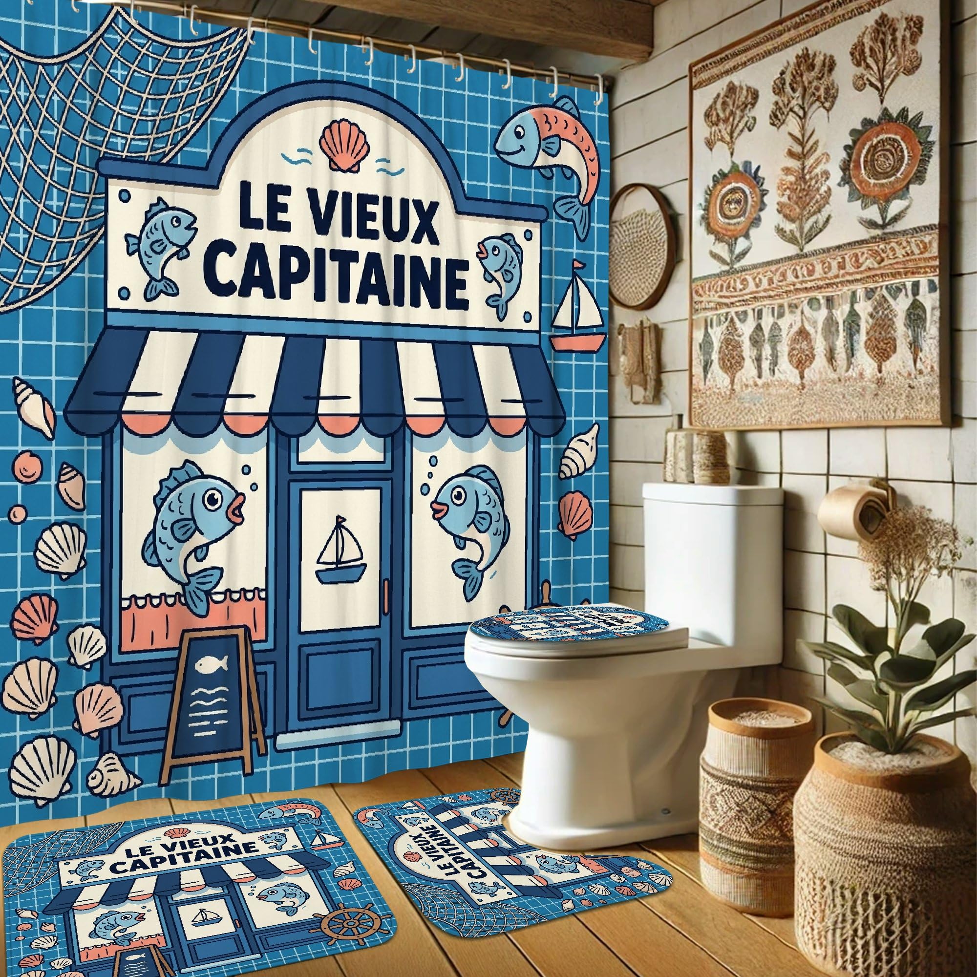 Rideau de douche lavable 183x183 avec crochets pour étanchéité de baignoire