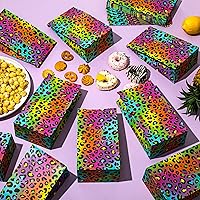 Vista 4 de Leinuosen 24 bolsas de papel de leopardo arcoíris neón, guepardo, regalo de fiesta de cumpleaños, guepardo, bolsas de papel para regalo de leopardo