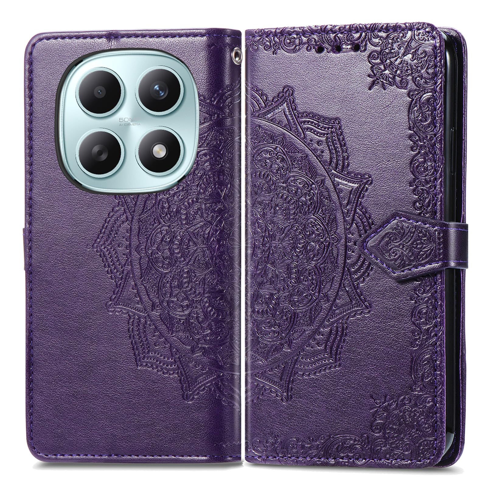 Pokrowiec na Xiaomi Redmi Note 15 5G / 4G / POCO M8 5G, Skórzana Okładka Portfelowa z Klapką Flip Case z uchwytem na karty, Zamknięcie magnetyczne [Mandala] Wewnętrzny cienki antywstrząsowy