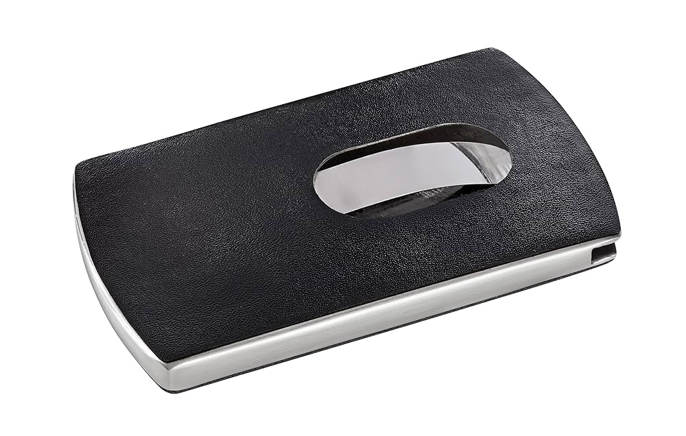 Sigel Vz121 Business Card Case Snap Leather Look Black Silver