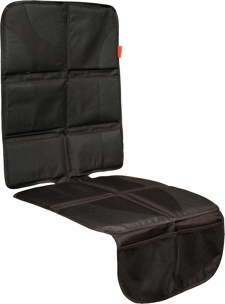 Lusso Gear Car Seat Protector for Baby Car Seat - Thick Padding - Seat Protector Under Baby Car Seat with 2 Mesh Storage Pockets - Black Waterproof Baby Car Seat Protector - Non-Slip Padded Backing