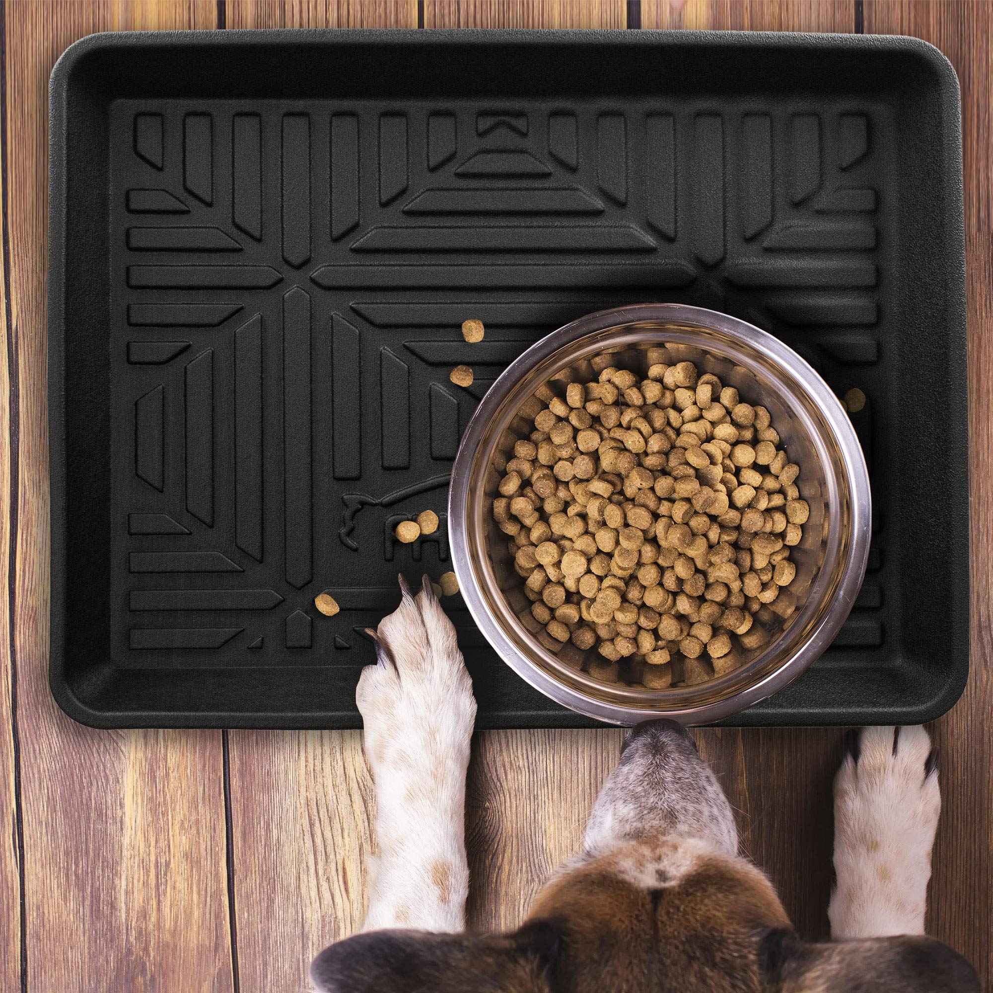 FH Group Climaproof for All Weather Protection Black Multi-Purpose Pet Feeding Bowl Tray, Dog Bowl Tray, Boot Tray, Shoe Tray, Great for Entryway or