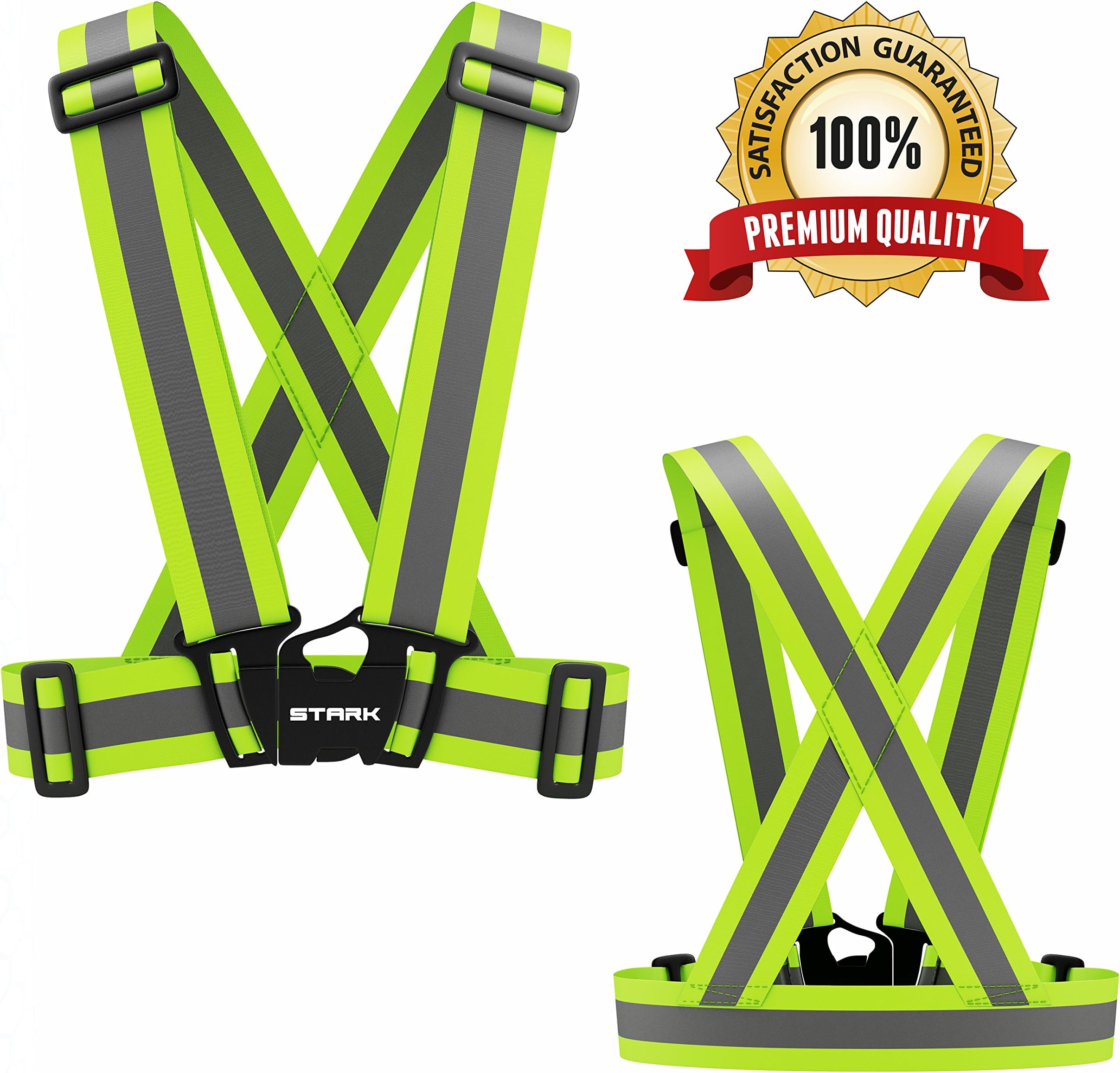 Reflective Running Vest Makes Evening Exercise More Safe, Designed for Runners - Harness Quickly Snaps On Comfortably Over Clothing - Adjustable for Men and Women - Run Safely Today!