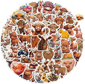 110Pcs Highland Cow Gifts for Women Cute Scottish Stickers Animal Stickers