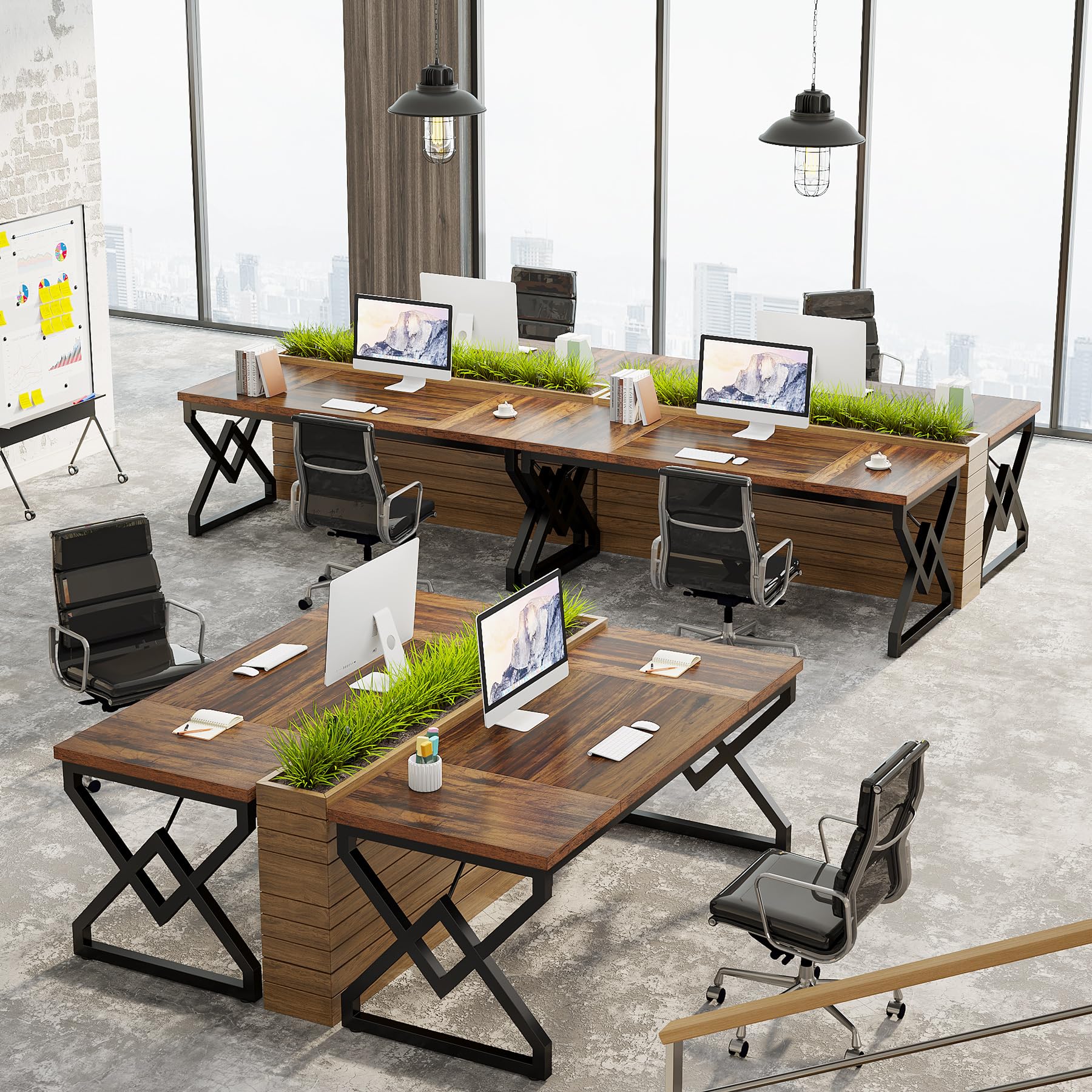 Tribesigns Scrivania, 160 x 70 x 75 cm Grande scrivania per ufficio con piano in legno extra spesso e struttura in metallo, postazione di lavoro, scrivania direzionale da studio per l'ufficio di casa