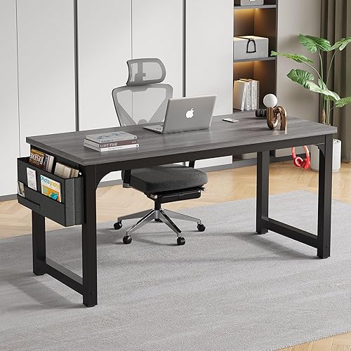 Miniatura 7 de Escritorio grande para computadora, escritorio de oficina en casa de 63 pulgadas, mesa de estudio para estudiantes, mesa de juegos, mesa moderna y