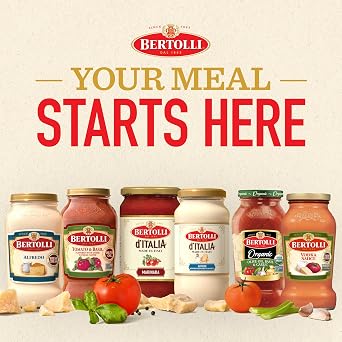 Bertolli Pasta Sauce with Olive Oil and Garlic, Spaghetti Tomato Sauce, 24 oz (Pack of 6)