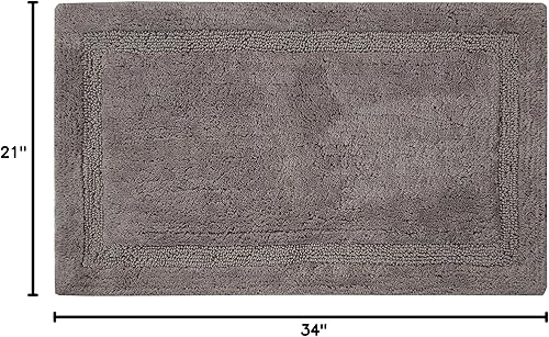 Miniatura 8 de Saffron Fabs Alfombra de baño 100 % algodón suave, tamaño 36 x 24 pulgadas, parte trasera antideslizante en aerosol, color azul ártico sólido, borde