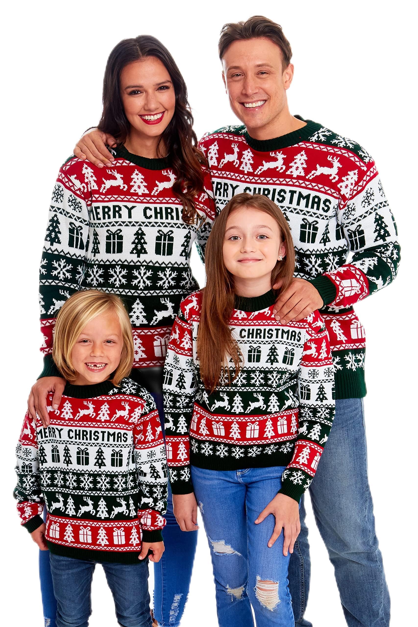 NewCamp Christmas Jumpers for Men, Women and Kids – Family Christmas Jumper Ugly Christmas Sweaters – Long Sleeve Knitted Xmas Jumpers Crewneck Sweatshirt for Winter and Holiday Parties