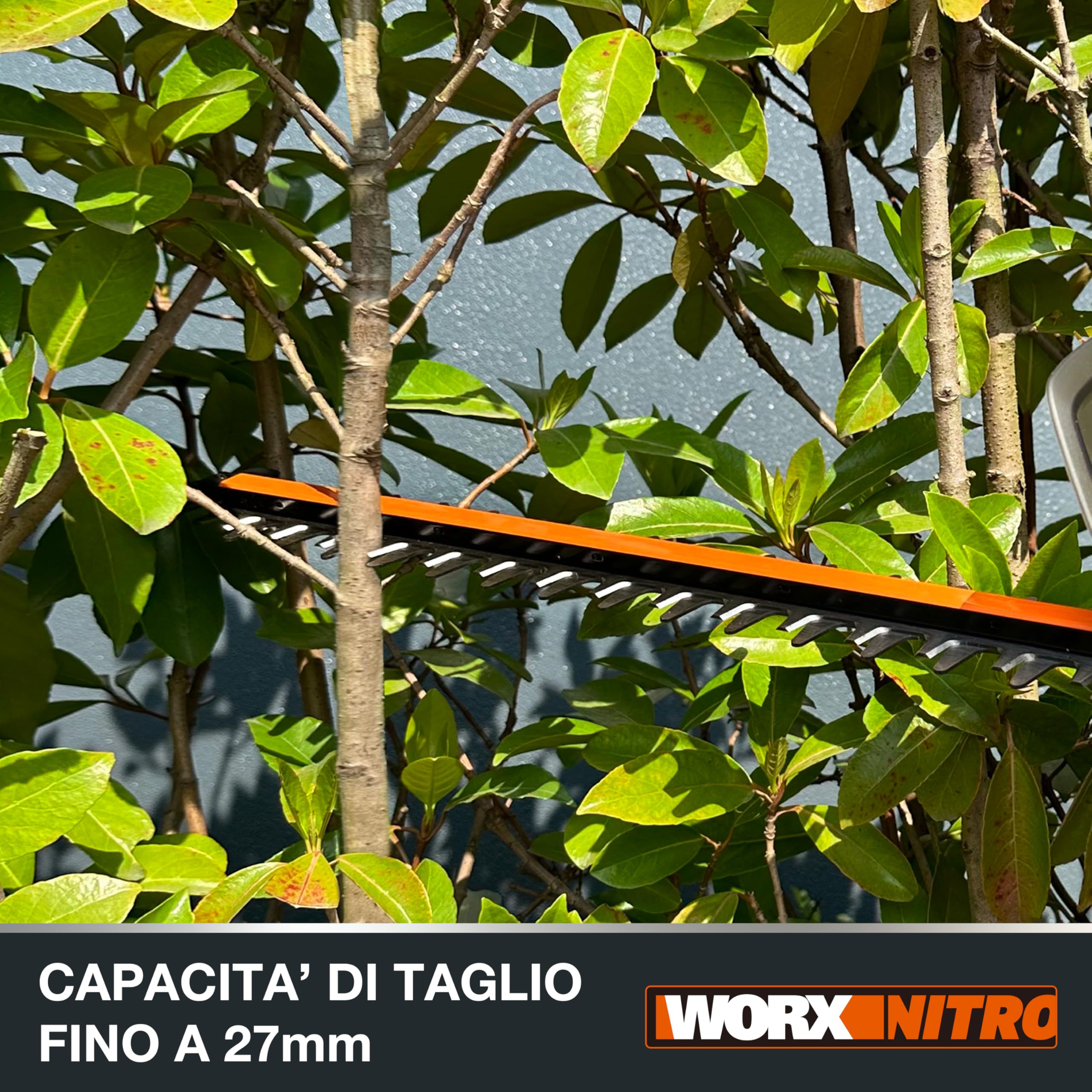WORX WG263E.9 Nitro akumulatorowe nożyce do żywopłotu 20 V | Równomierne cięcia z mniejszą ilością wibracji | Mocny silnik bezszczotkowy | długość cięcia 54 cm | Maks. średnica cięcia 27 mm | Bez