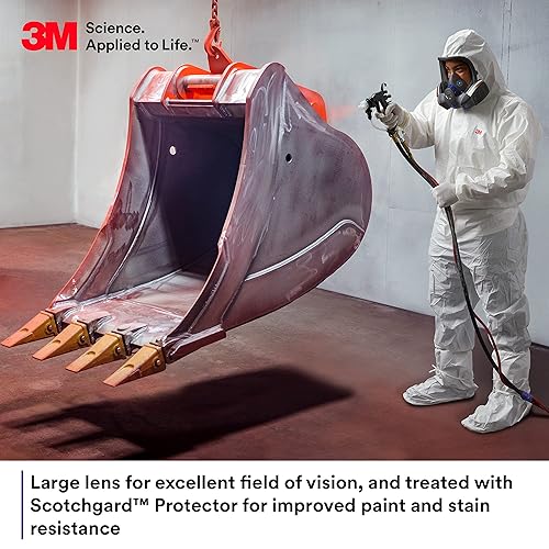 Miniatura 3 de 3M Respirador reutilizable Secure Click de cara completa con lente grande, diafragma de habla y control de sello de botón, FF-803, pintura, lijado,