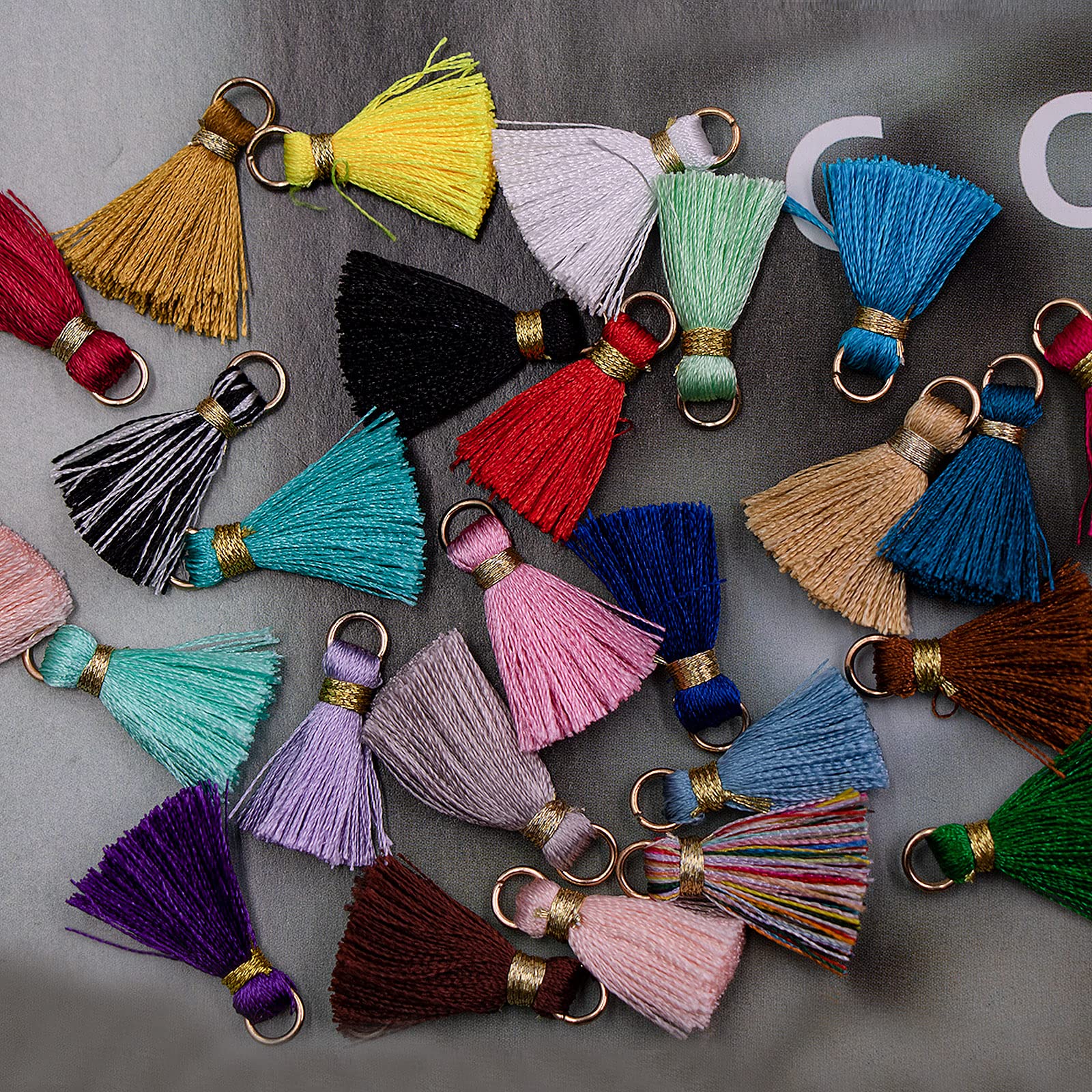 100 Mini Pompons 2 Cm Avec Anneau Doré - Couleurs Mélangées, Fait Main, Pour Bijoux Et Déco DIY - 9