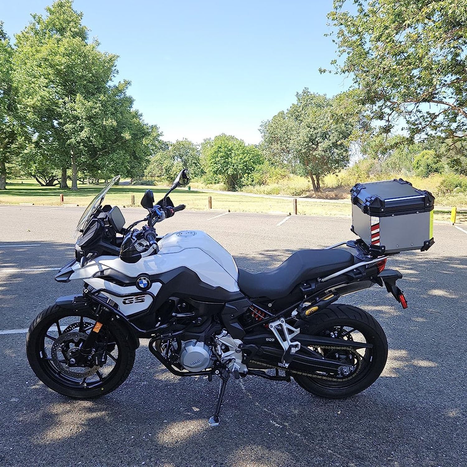 Maletero para Moto, Caja para Casco, Funda Superior Impermeable 65L 85L 100L Baúl Trasero De Aluminio con Bloqueo De Seguridad (Color: Plata, Size)
