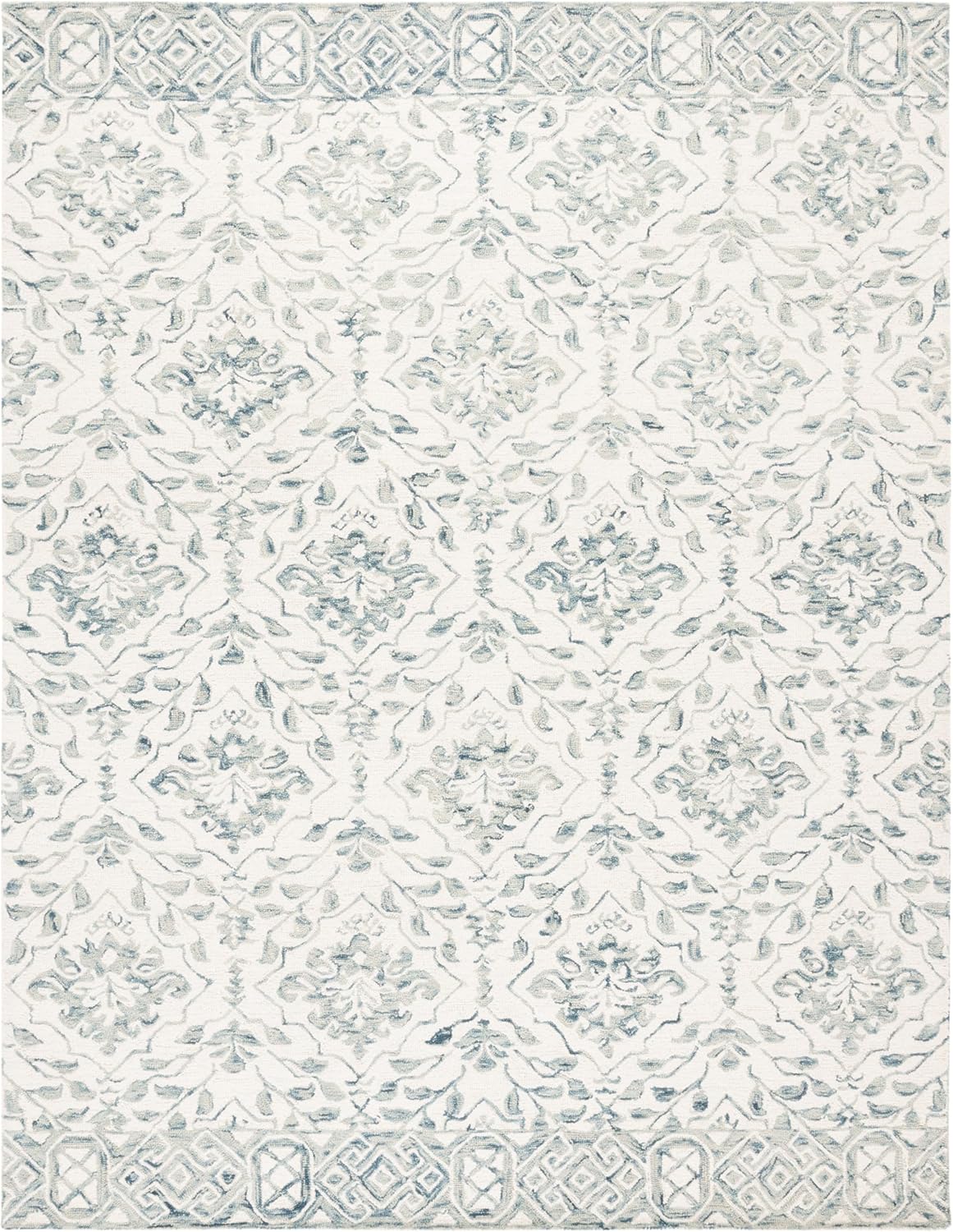 SAFAVIEH Dip Dye Collection Area Rug - 9' x 12', Blue & Ivory, Handmade Wool, Ideal for High Traffic Areas in Living Room, Bedroom (DDY901M)