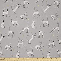 Vista 98 de Ambesonne Tela de Fiesta Popstar por Yarda, Estilo de Dibujos Animados Garabatos Dibujados a Mano Tema Musical Impresión de Arte Lineal, Tela