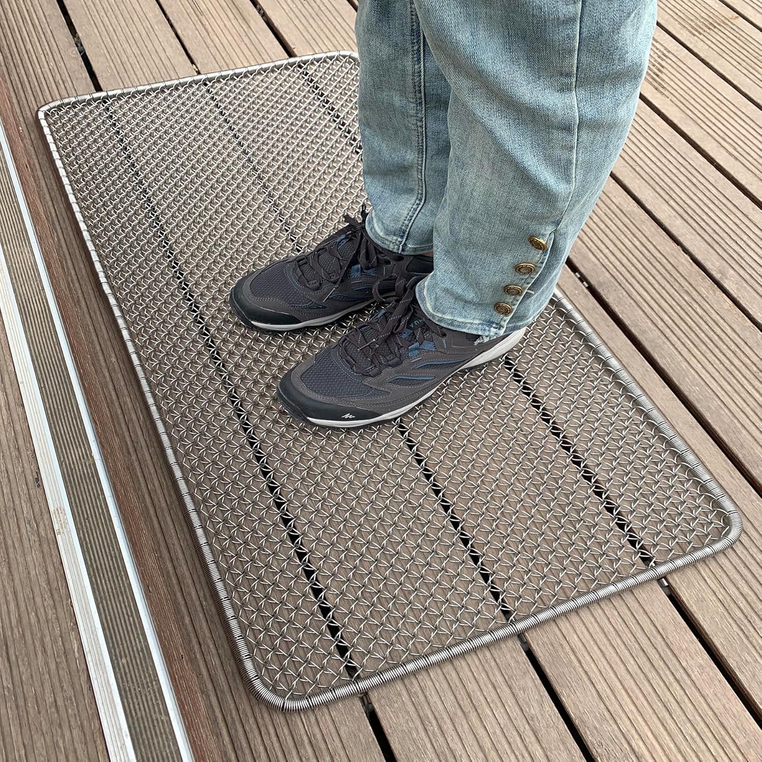 Metal Scraper Doormat, Waterproof, All Weather Heavy Duty Outdoor Entry Doormat 19.5x39.5