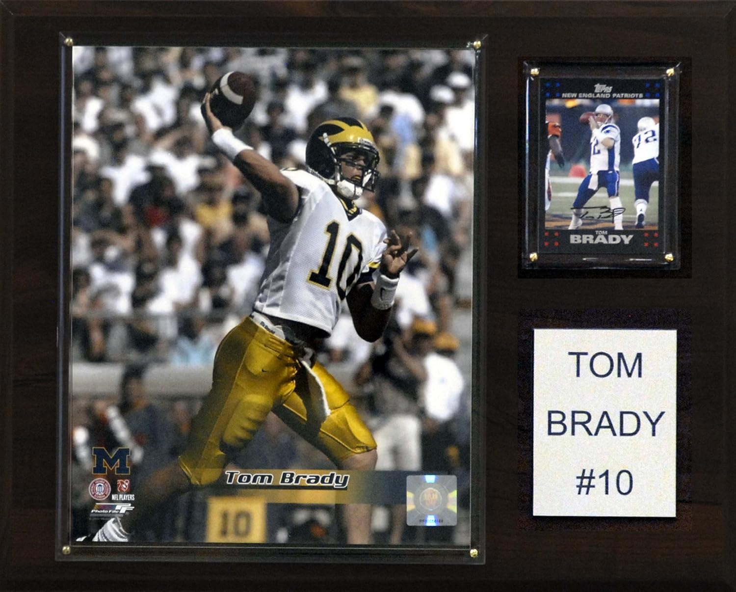 NCAA Football Tom Brady Michigan Wolverines Player Plaque