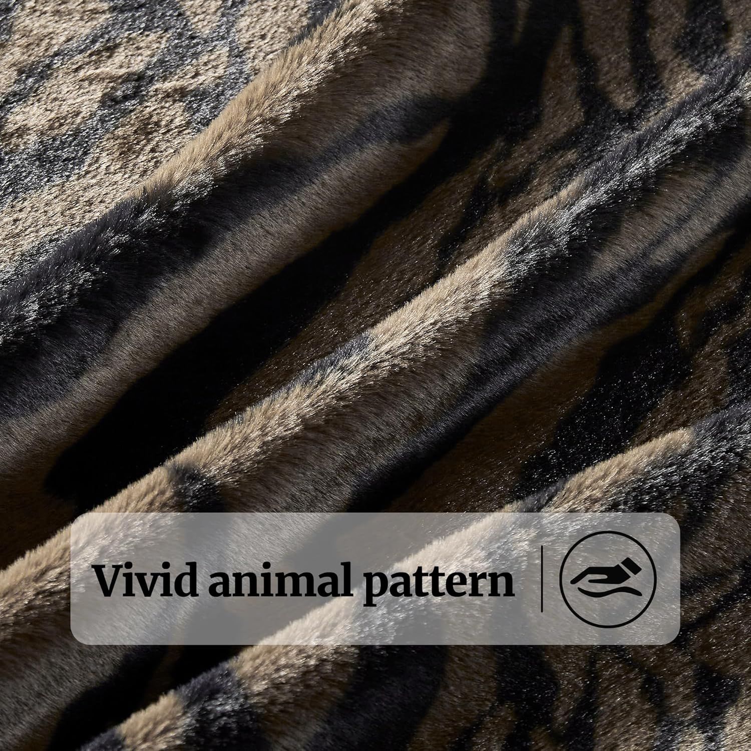 DREAMNINE Luxury Soft Fuzzy Tiger Print Faux Rabbit Fur Throw Blanket 50" x 60", Double Sided Thick Cozy Plush Shaggy Fluffy Lap Blanket,Cute Warm Animal Printed Furry Blankets for Winter,Brown Coffee - Image 4