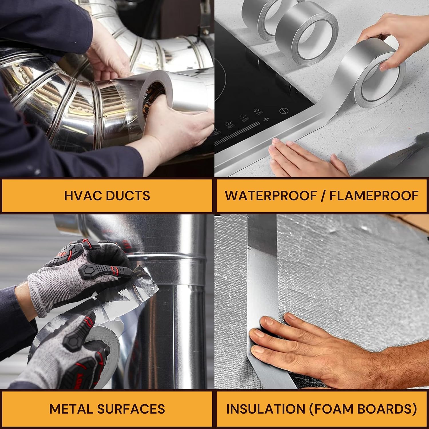 Buck Aluminum Foil Tape – 3 Inch x 216ft (72 yd), 3.6 Mil – HVAC Tape for Ductwork, AC, Dryer Vents & Insulation – Silver Foil Tape for Metal Repair, Exhaust Sealing & Air Conditioning (1 Pack)