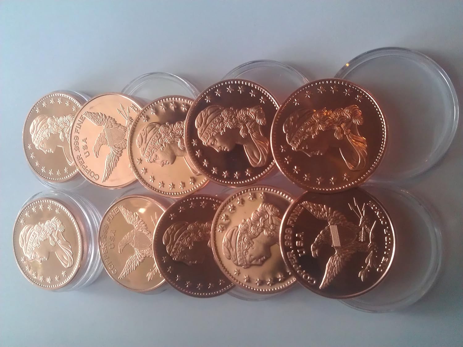 Amazon.com: 10 Bust 1 Ounce Copper Rounds in Coin Capsules : Everything ...