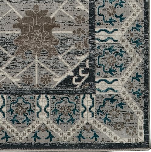 Miniatura 3 de Linon Colección Vintage Belouch - Alfombras sintéticas, 9 x 12, gris y carbón