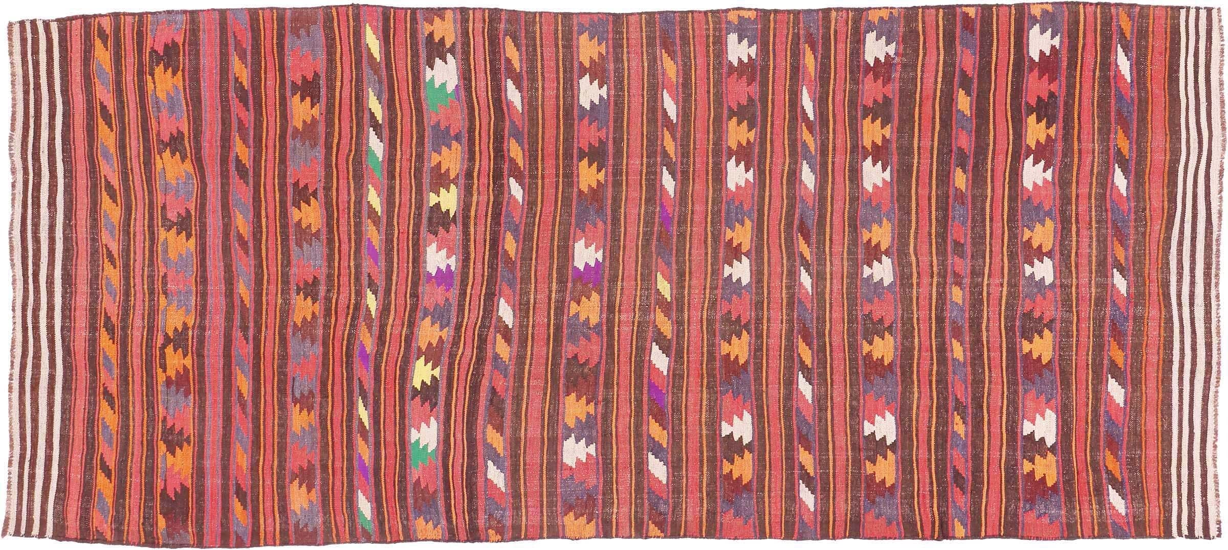 Tapis Afghan Kelim Soumakh tissé main grand tapis rayures rouges 160x340