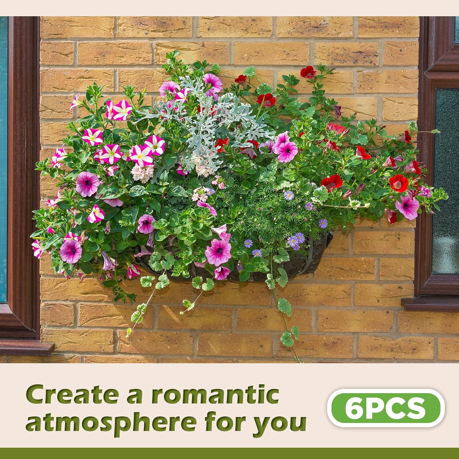 6 Pcs Window Box Liners Trough Coco Fiber Replacement Liners for Wall Planters Hanging Basket Coco Liners Natural Thick Coconut Coir Fiber Liners for Garden Vegetables Herbs Flower Pot Deck (24 Inch)