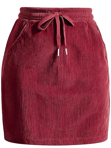 Casly Lamiit Women's Mini Corduroy Skirt 2025 High Waisted Drawstring