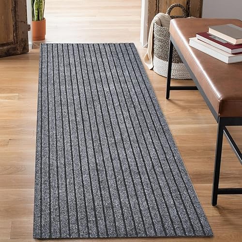 BESTVUE Alfombras de pasillo de 2 x 6 pies con parte trasera de goma, alfombra antideslizante para interiores y exteriores, alfombra de pasillo de