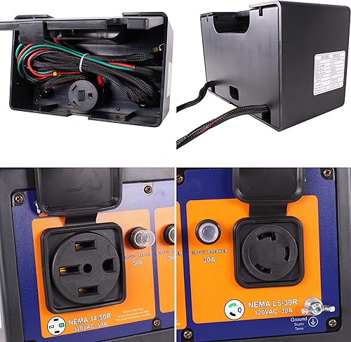 Vista 4 de Journeyman-Pro Kit paralelo de generador inversor RV de 50 amperios, 125 VCA NEMA 14-50/L5-30/TT-30 hembra, cable de alimentación portátil