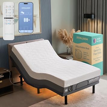 SFE Twin XL Adjustable Bed Frame with Mattress - 12" Hybrid Memory Foam - Zero Clearance, Wireless Remote for Head & Foot Incline, Zero Gravity - Electric Massage, Underbed Lights, 4 USB Ports