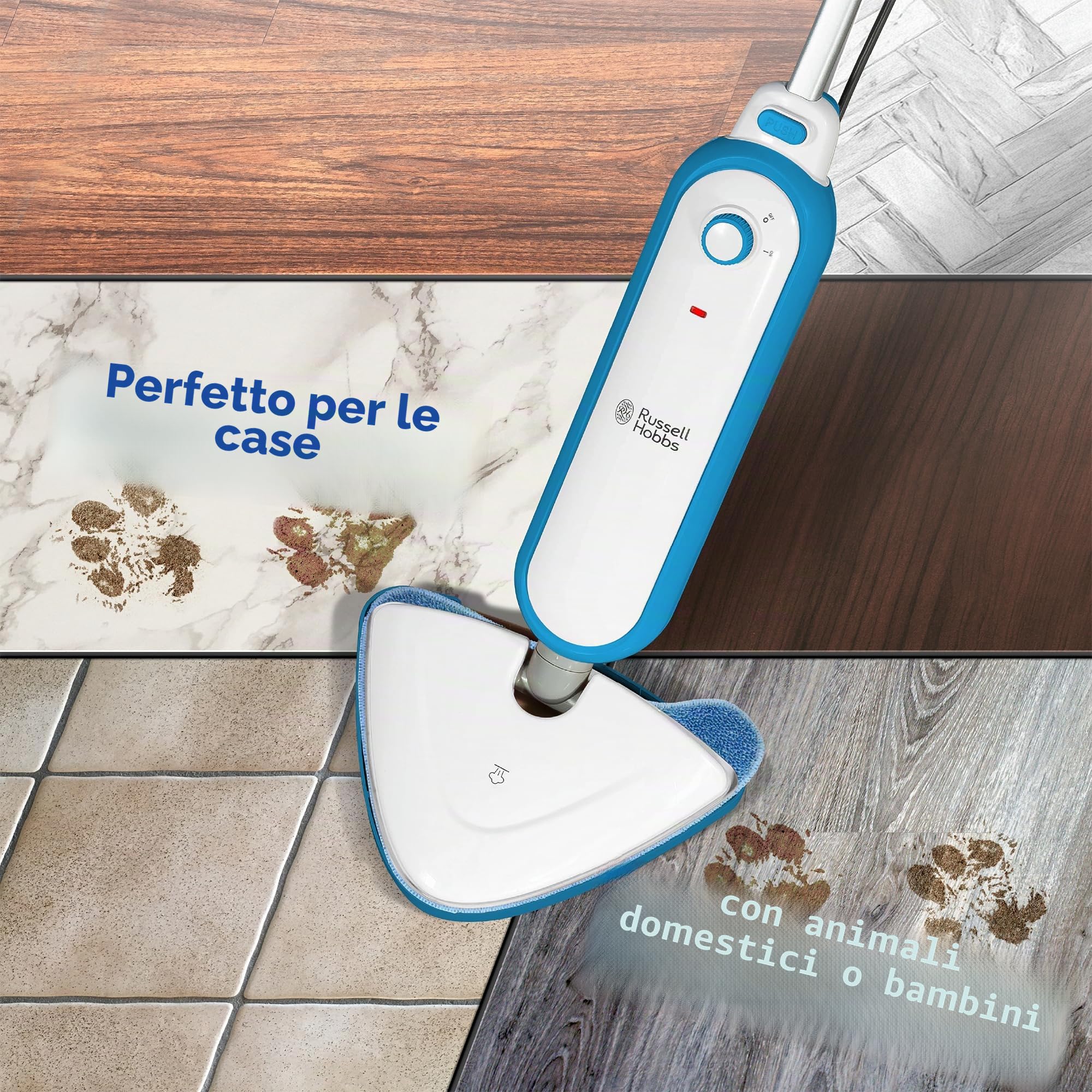 Russell Hobbs RHSM1001-G Steam and Clean Steam Mop White & Aqua - 2 anni di garanzia gratuita