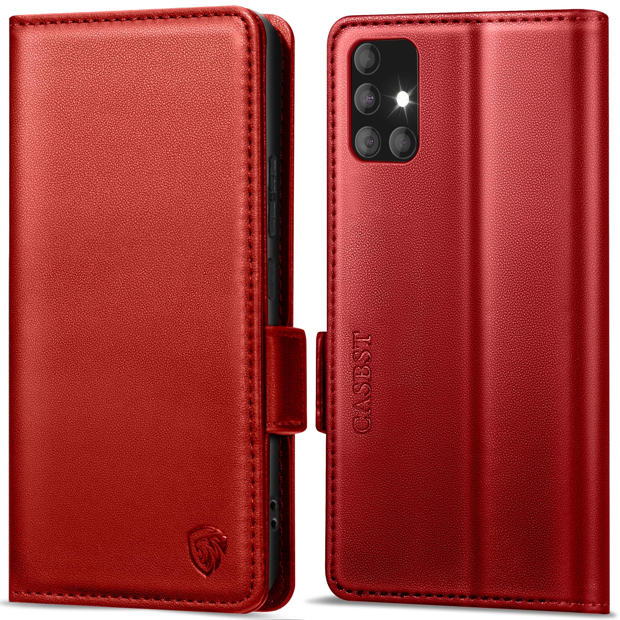 CASBST Handyhülle für Samsung Galaxy A50/A30S Hülle, Premium Leder Schutzhülle Klappbar für Samsung Galaxy A50 Flip Case mit Kartenfach Ständer Magnet Klapphülle für Samsung A50 Hülle (Schwarz)