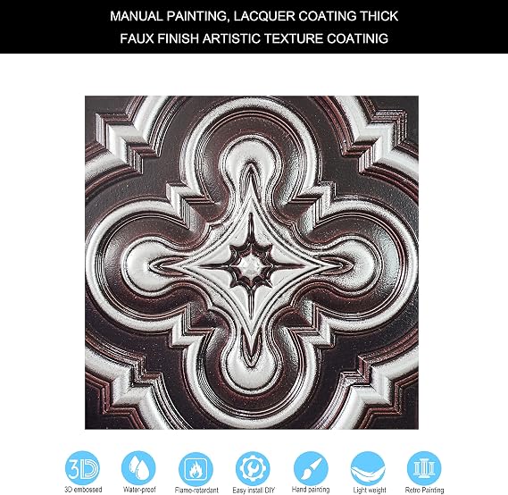 Artistic Ceiling Tiles, Vintage wall Panels, for Flower Boutique PL36 10tiles/lot (Traditional Silver)