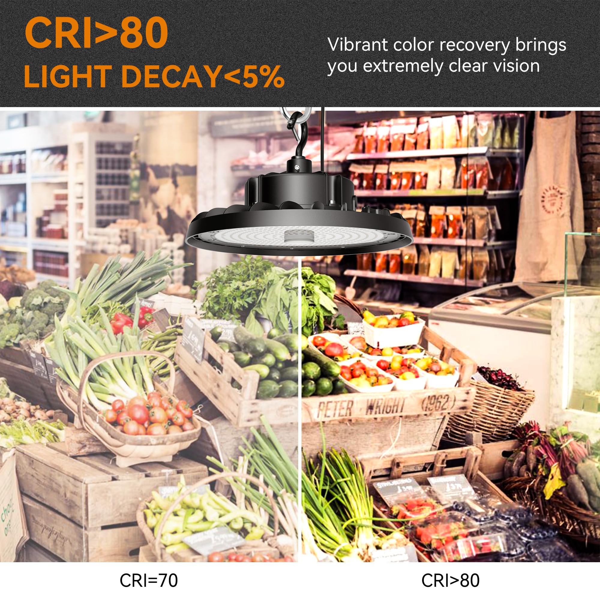 UFO LED High Bay Light 240W 36 000lm 5000K Daylight High Bay LED Shop Lights with US Plug — view 6