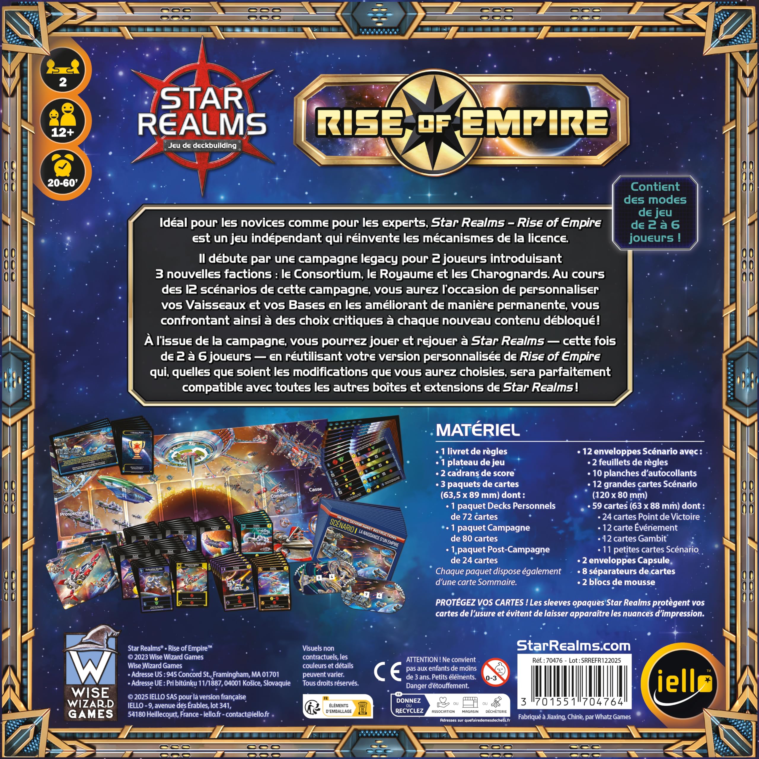 IELLO Star Realms Rise of Empire – Jeu de Deck-Building Legacy et Stratégie Spatiale – Campagne Évolutive en 12 Scénarios – 2 Joueurs – Dès 12 Ans