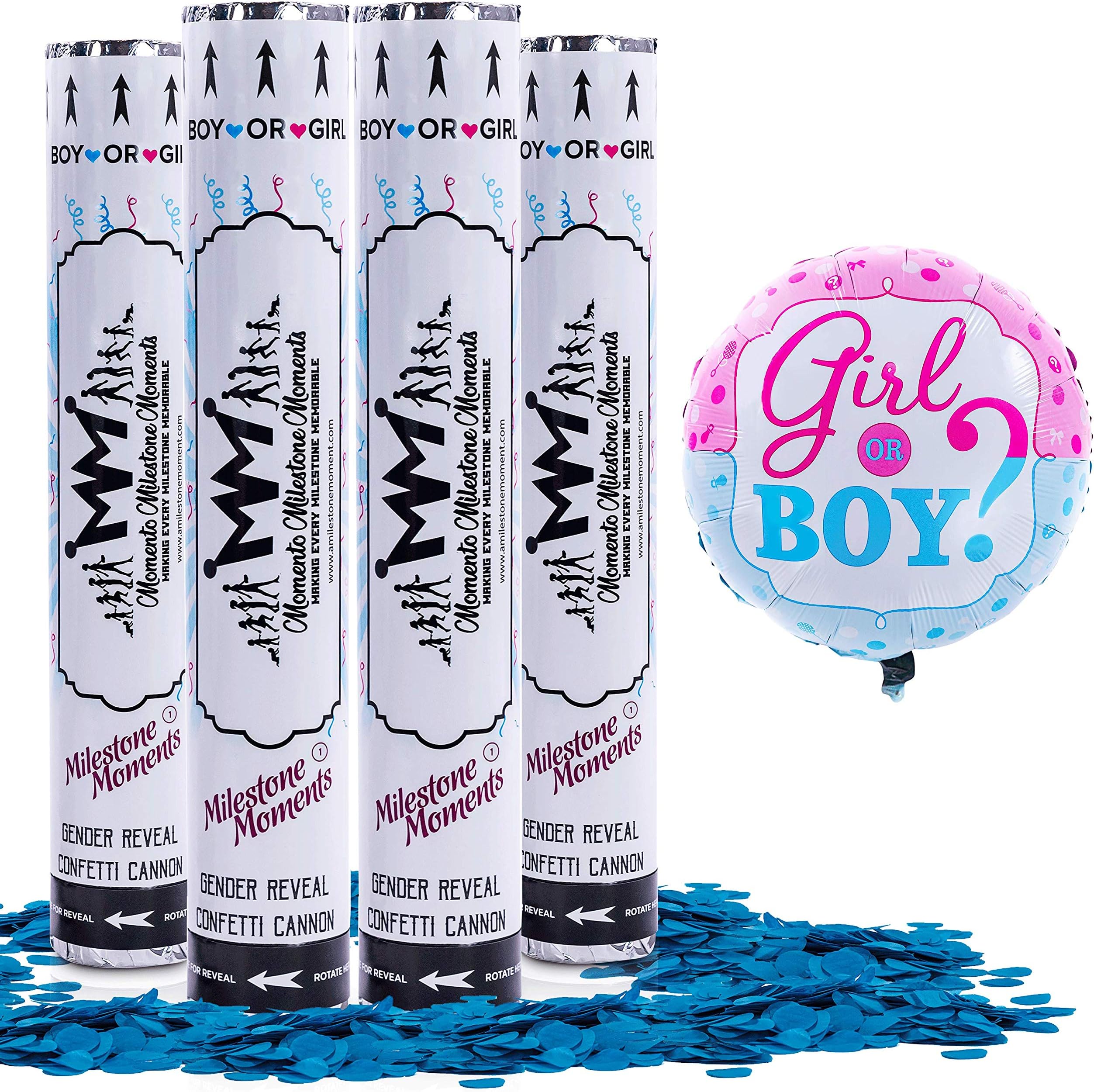 4 Pack Blue Confetti Cannons