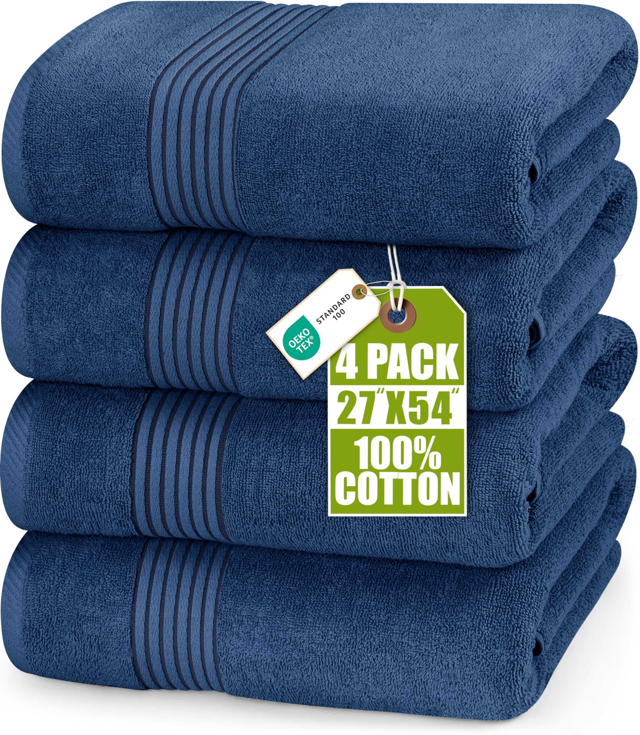 Utopia Towels - Navy Bath Towel Set - Luxurious 700 GSM 100% Ring Spun Cotton - Quick Dry, Highly Absorbent, Soft Touch, Perfect for Everyday Use (4 Pack)