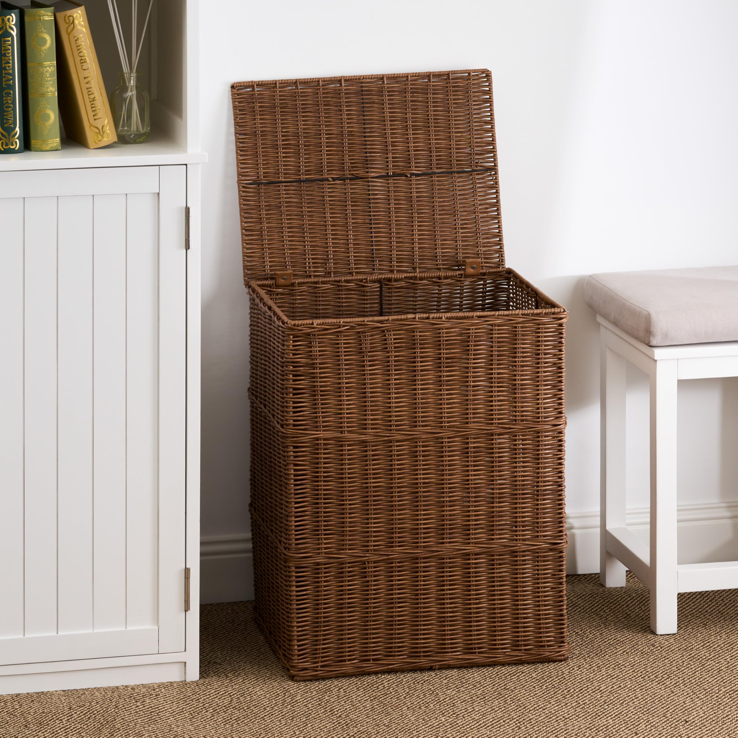 Joseph Rectangular Laundry Basket with Lid – Resin Wicker Hamper