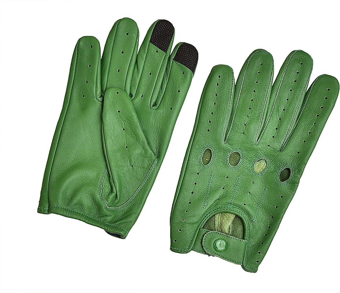 Gants d'hiver en cuir véritable pour hommes à doigts complets en peau
